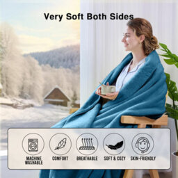 Ameha Fleece Plain Blanket, Lightweight & Reversible Throw For Travel, Bed & Sofa Blanket, Teal Single 130X150Cm - thumbnail 6