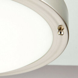 Flush Bathroom Ceiling Light Satin Nickel Ip44 Round Led Cool White Lamp Fitting - thumbnail 4