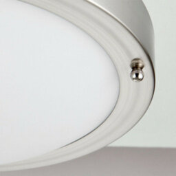 Flush Bathroom Ceiling Light Satin Nickel Ip44 Round Led Cool White Lamp Fitting - thumbnail 3