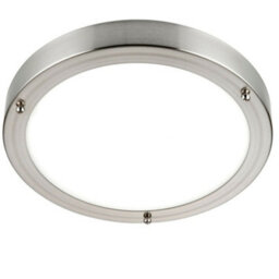 Flush Bathroom Ceiling Light Satin Nickel Ip44 Round Led Cool White Lamp Fitting