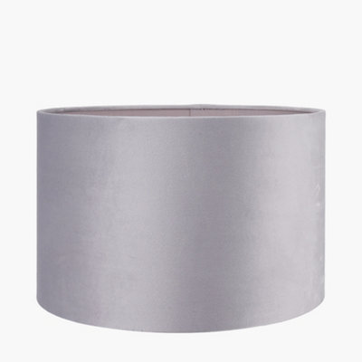 Pacific Lifestyle 30Cm Soft Grey Velvet Cylinder Table Lampshade - image 1