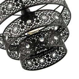 Happy Homewares Matte Black Acrylic Gem Moroccan Style Triple Tier Pendant Lamp Shade - thumbnail 5