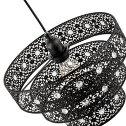 Happy Homewares Matte Black Acrylic Gem Moroccan Style Triple Tier Pendant Lamp Shade - thumbnail 4