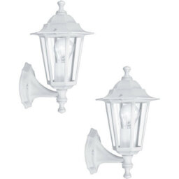 Set Of 2 Ip44 Outdoor White Aluminium Lanterns - 60W E27 Porch Lights - thumbnail 1
