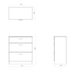 Ready Assembled Matt Dark Oak Effect 3 Drawer Deep Chest Of Drawers (H)885mm (W)765mm (D)415mm - thumbnail 4