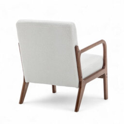 White Wooden Accent Chair For Living Room Hertford - Boucle Teddy Fabric - Flat Pack - thumbnail 7