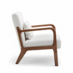 White Wooden Accent Chair For Living Room Hertford - Boucle Teddy Fabric - Flat Pack - thumbnail 6