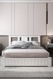 Somnior Beds Elwood 5Ft King Solid Wooden Bed Frame 3 Drawers - White - thumbnail 2