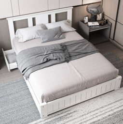 Somnior Beds Elwood 5Ft King Solid Wooden Bed Frame 3 Drawers - White - thumbnail 4