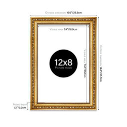 12X8 Gold Ornate Picture Frame (30.5 X 20.3Cm) Poster, Photo, Artwork, Gallery Wall Or Print - thumbnail 2