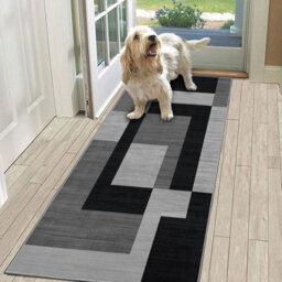 Ameha Milo Black Grey Area Rugs For Bedroom Hallway Runner 60X220 Cm Non Slip Geometric Style Carpet Durable Soft Rug For Kids Room - thumbnail 8