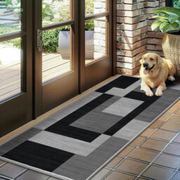 Ameha Milo Black Grey Area Rugs For Bedroom Hallway Runner 60X220 Cm Non Slip Geometric Style Carpet Durable Soft Rug For Kids Room - thumbnail 1