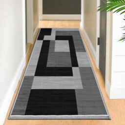 Ameha Milo Black Grey Area Rugs For Bedroom Hallway Runner 60X220 Cm Non Slip Geometric Style Carpet Durable Soft Rug For Kids Room - thumbnail 7