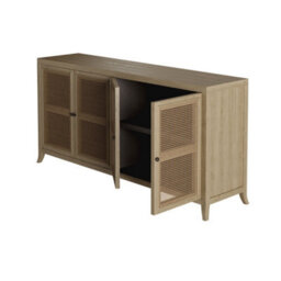 Wyld Haus Ilhabela Natural Oak And Rattan 4-Door Sideboard - thumbnail 5