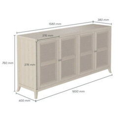 Wyld Haus Ilhabela Natural Oak And Rattan 4-Door Sideboard - thumbnail 6