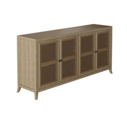 Wyld Haus Ilhabela Natural Oak And Rattan 4-Door Sideboard - thumbnail 4
