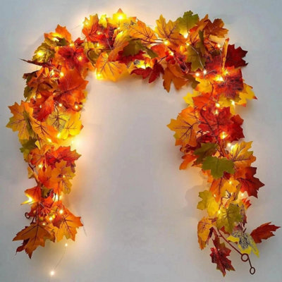 Autumn Maple Leaf Garland With Led Lights - image 1