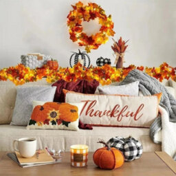 Autumn Maple Leaf Garland With Led Lights - thumbnail 4
