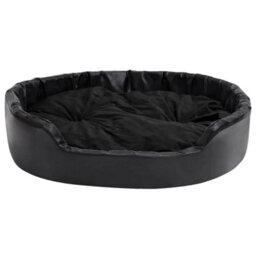 Vidaxl Dog Bed Black 99X89X21 Cm Plush And Faux Leather - thumbnail 5