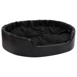 Vidaxl Dog Bed Black 99X89X21 Cm Plush And Faux Leather - thumbnail 2