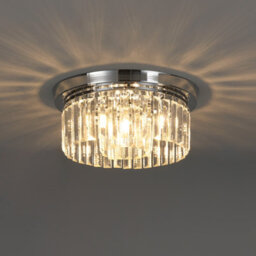 Living And Home Modern Chandelier Double Circle Crystal Shade Chorme Base Mount Ceiling Light - thumbnail 3