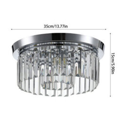 Living And Home Modern Chandelier Double Circle Crystal Shade Chorme Base Mount Ceiling Light - thumbnail 9