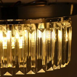 Living And Home Modern Chandelier Double Circle Crystal Shade Chorme Base Mount Ceiling Light - thumbnail 7