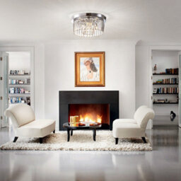 Living And Home Modern Chandelier Double Circle Crystal Shade Chorme Base Mount Ceiling Light - thumbnail 8