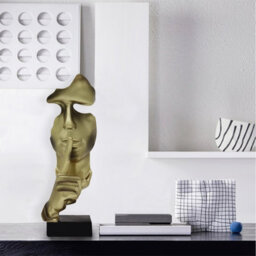 Huhote Gold Resin Abstract Thinker Ponder Sculpture Statue Modern For Home Office Art Sculpture Table Ornament Home Decor