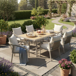 Btm 4 Seater Garden Set, Rope Sofa & Armchairs, Storage Coffee Table, Weatherproof, Grey - thumbnail 4