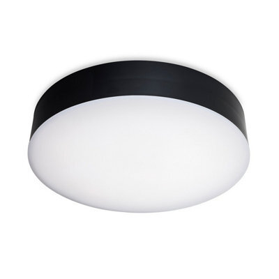 Luminosa Lighting Luminosa Glaze Led Resin Flush Ceiling Fitting Black With White Polycarbonate Diffuser Ip65