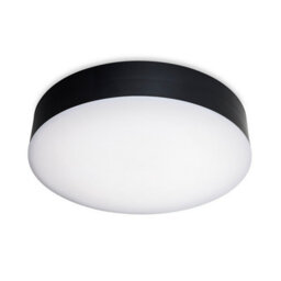Luminosa Lighting Luminosa Glaze Led Resin Flush Ceiling Fitting Black With White Polycarbonate Diffuser Ip65