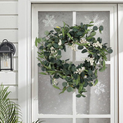 Living And Home Artificial Eucalyptus Wreath Handmade Silk Greenery For Door, Wall, And Wedding Décor (55Cm) - image 1