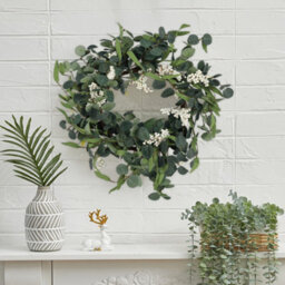 Living And Home Artificial Eucalyptus Wreath Handmade Silk Greenery For Door, Wall, And Wedding Décor (55Cm) - thumbnail 2