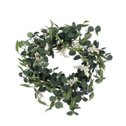 Living And Home Artificial Eucalyptus Wreath Handmade Silk Greenery For Door, Wall, And Wedding Décor (55Cm) - thumbnail 3