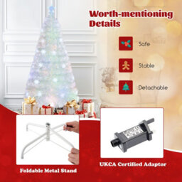 Costway 4 Ft Artificial Fiber Optic Christmas Tree White Pre-Lit Xmas Tree W/ Top Star Light - thumbnail 8