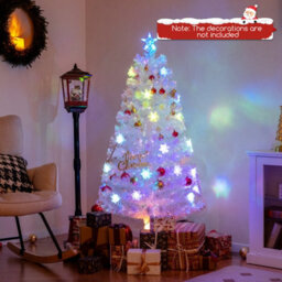 Costway 4 Ft Artificial Fiber Optic Christmas Tree White Pre-Lit Xmas Tree W/ Top Star Light - thumbnail 3