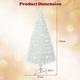 Costway 4 Ft Artificial Fiber Optic Christmas Tree White Pre-Lit Xmas Tree W/ Top Star Light - thumbnail 2