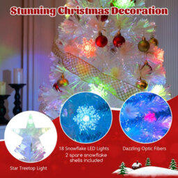 Costway 4 Ft Artificial Fiber Optic Christmas Tree White Pre-Lit Xmas Tree W/ Top Star Light - thumbnail 7