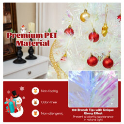 Costway 4 Ft Artificial Fiber Optic Christmas Tree White Pre-Lit Xmas Tree W/ Top Star Light - thumbnail 6