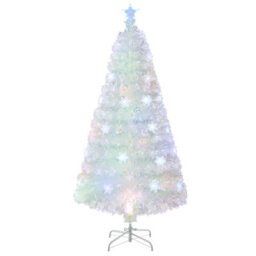 Costway 4 Ft Artificial Fiber Optic Christmas Tree White Pre-Lit Xmas Tree W/ Top Star Light