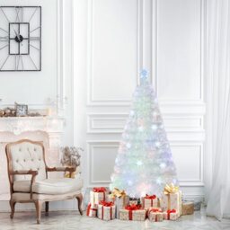 Costway 4 Ft Artificial Fiber Optic Christmas Tree White Pre-Lit Xmas Tree W/ Top Star Light - thumbnail 5
