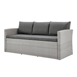 Home Detail Grey Rattan Dark Grey Cushions 5 Piece Garden Corner Sofa Chairs Bench Glass Top Table - thumbnail 3