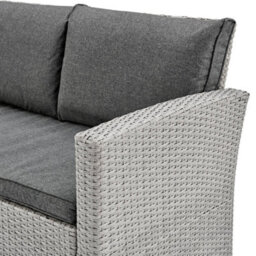 Home Detail Grey Rattan Dark Grey Cushions 5 Piece Garden Corner Sofa Chairs Bench Glass Top Table - thumbnail 7