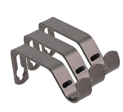 Lister Cartwright 19mm Curtain Pole Ends Brackets With Adjustable Screws Metal Finish (Pack Of 3)
