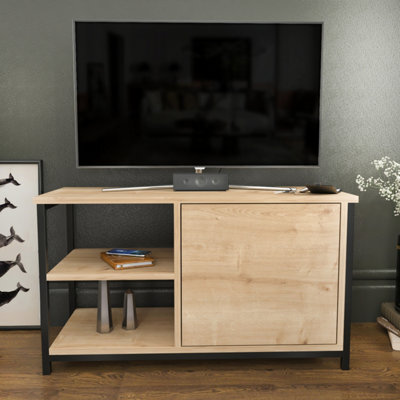 Decorotika Muskegon Tv Stand Tv Unit For Tv's Up To 63 Inch Black And Oak - image 1