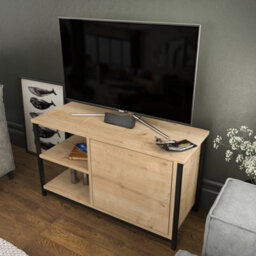 Decorotika Muskegon Tv Stand Tv Unit For Tv's Up To 63 Inch Black And Oak - thumbnail 2
