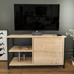 Decorotika Muskegon Tv Stand Tv Unit For Tv's Up To 63 Inch Black And Oak