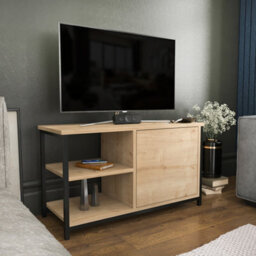 Decorotika Muskegon Tv Stand Tv Unit For Tv's Up To 63 Inch Black And Oak - thumbnail 3