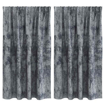 Berkfield Classic Curtain With Curtains 2 Pcs Silver Grey 140 X 140 Cm Velvet - image 1